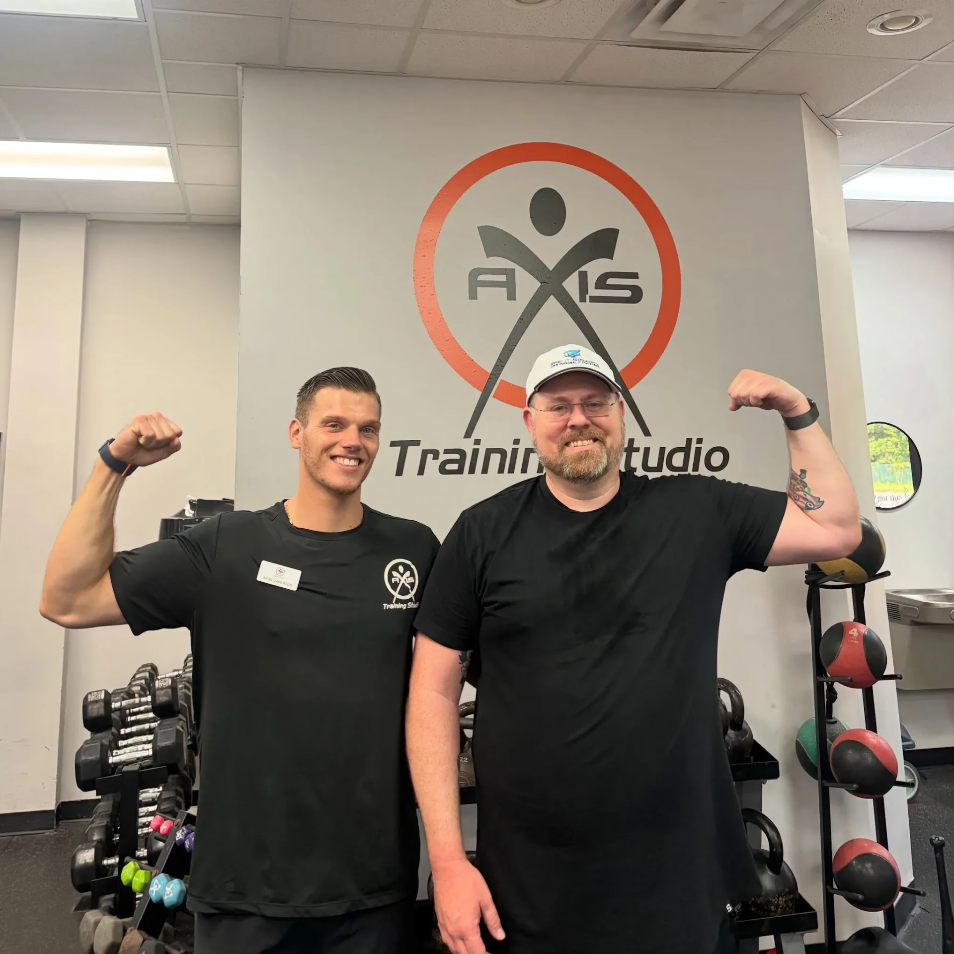 Coach and client after a semi-private session at AXIS Training Studio